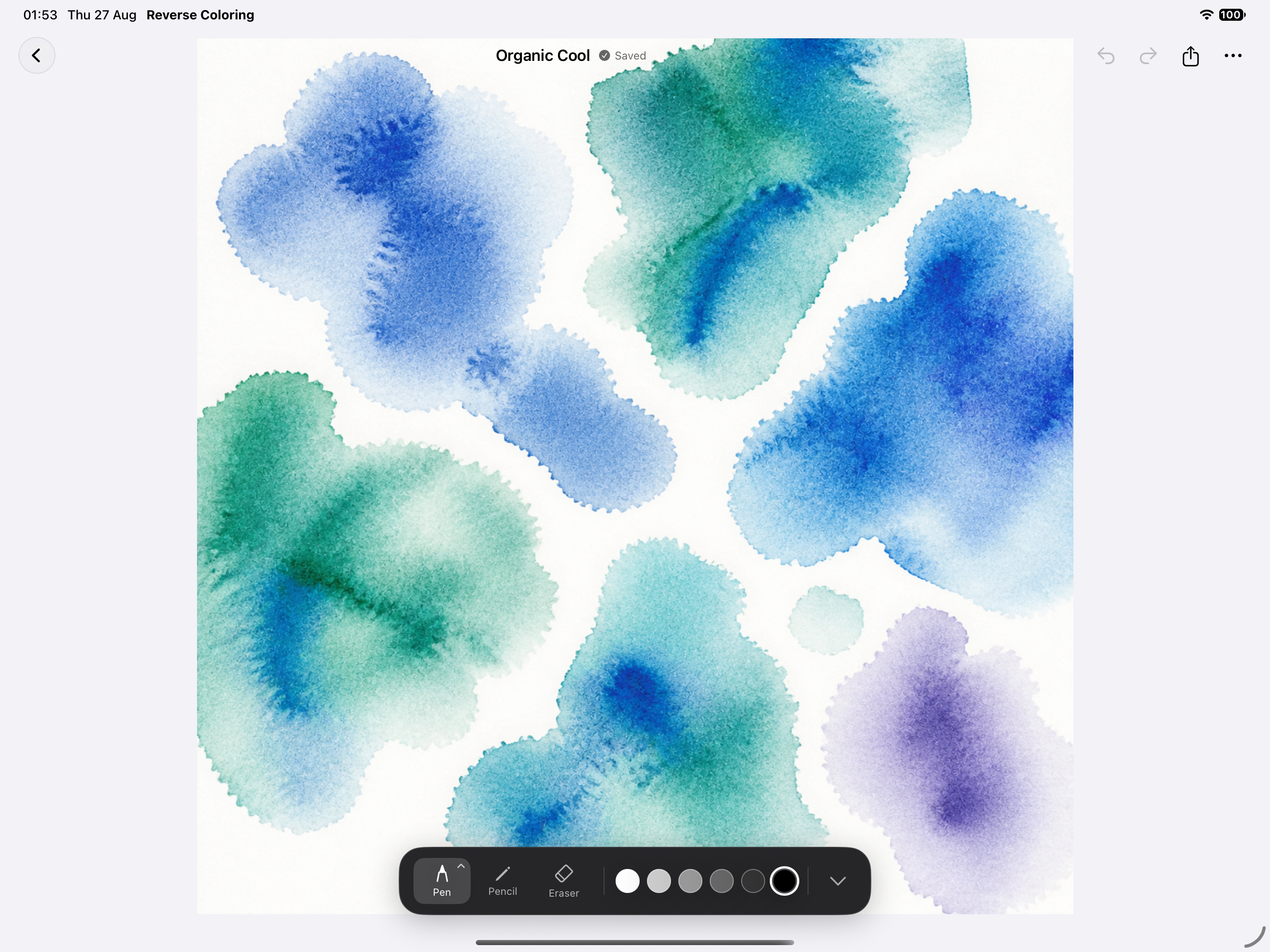 A reverse coloring canvas ready for drawing